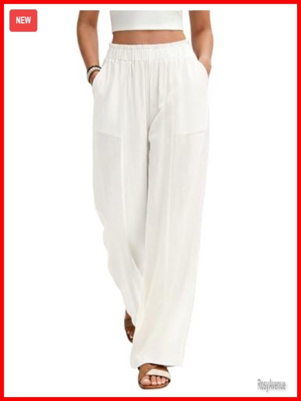 Wide Leg Linen Palazzo Pants High Waist Flowy Lounge Trousers